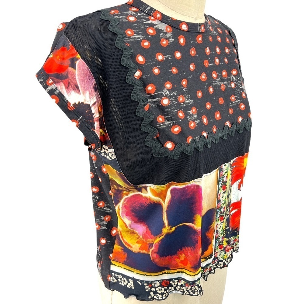 Jean Paul Gautier Soleil Vintage Tribal Floral Mixed Pattern Short Sleeve Tee - Picture 3 of 10